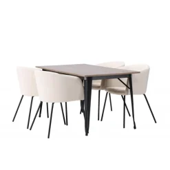 Tempe Spisebordssæt - Beige og Valnød
