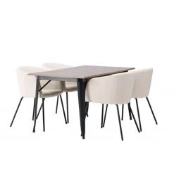 Tempe Spisebordssæt - Beige og Valnød