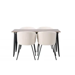 Tempe Spisebordssæt - Beige og Valnød