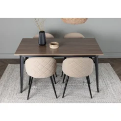 Tempe Spisebordssæt - Beige og Valnød