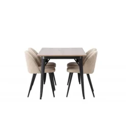 Tempe Spisebordssæt - Beige og Valnød