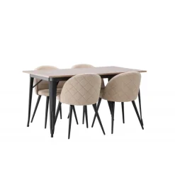 Tempe Spisebordssæt - Beige og Valnød