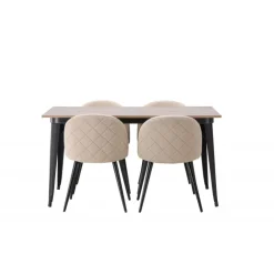 Tempe Spisebordssæt - Beige og Valnød