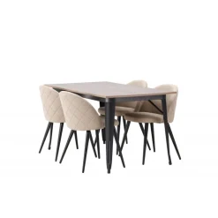 Tempe Spisebordssæt - Beige og Valnød