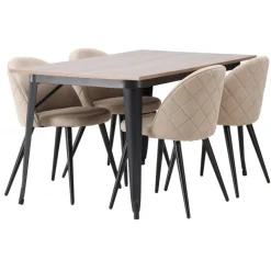 Tempe Spisebordssæt - Beige og Valnød