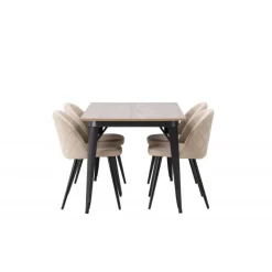 Tempe Spisebordssæt - Beige og Valnød