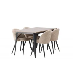 Tempe Spisebordssæt - Beige og Valnød