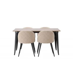 Tempe Spisebordssæt - Beige og Valnød