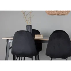 Tempe Spisebordsæt med 4 spisebordstole - Sort og Valnød