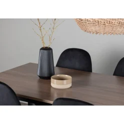 Tempe Spisebordsæt med 4 spisebordstole - Sort og Valnød