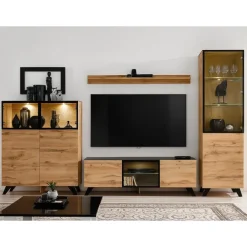 THIN Reolvæg i Wotan Eg med LED belysning