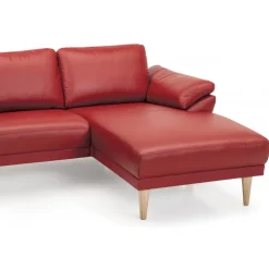 Thyregod Chaiselong lædersofa Højrevendt Rød