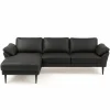 Thyregod Chaiselong lædersofa Venstrevendt Sort