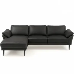 Thyregod Chaiselong lædersofa Venstrevendt Sort