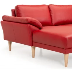 Thyregod Chaiselong lædersofa Venstrevendt Rød