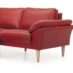 Thyregod Chaiselong lædersofa Venstrevendt Rød