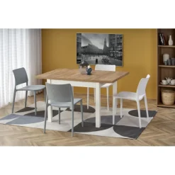 TIAGO SQUARE Spisebord med udtræk, craft eg / Hvid