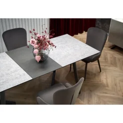 TIZIANO Spisebord med udtræk, top - lys Grå/mørk Grå, ben - mørk Grå