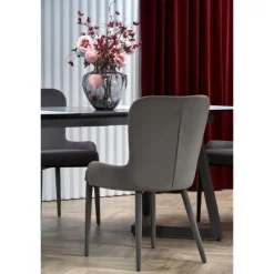 TIZIANO Spisebord med udtræk, top - lys Grå/mørk Grå, ben - mørk Grå