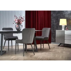 TIZIANO Spisebord med udtræk, top - lys Grå/mørk Grå, ben - mørk Grå