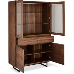 Tokyo Højt Vitrineskab i Valnød med LED-lys - 190cm høj