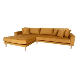 Torino Lounge Sofa i sennepsgul velour venstrevendt