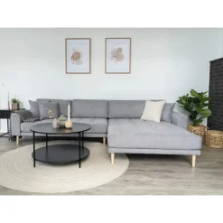 Torino Lounge Sofa lysegrå stof højrevendt