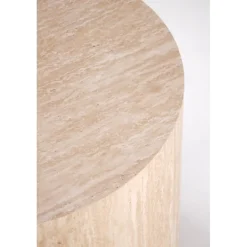 TRAVERTINO_S Rundt Sofabord, Travertin