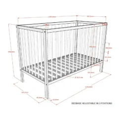 Tremmeseng 60 x 120 cm – Dino, hvid