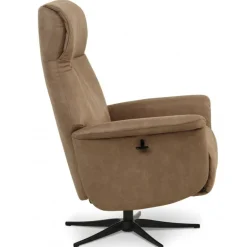 Tristan lænestol m. indbygget skammel og manuel justering - Almond Bull microfiber læder