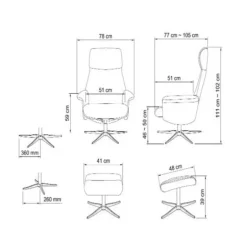 Tristan lænestol med fodskammel - Almond Bull microfiber læder