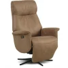 Tristan lænestol med indbygget skammel og 2 motorer - Almond Bull microfiber læder
