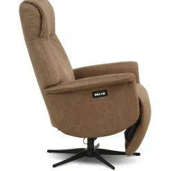 Tristan lænestol med indbygget skammel og 2 motorer - Almond Bull microfiber læder