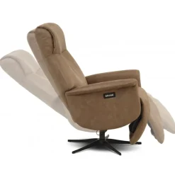 Tristan lænestol med indbygget skammel og 2 motorer - Almond Bull microfiber læder