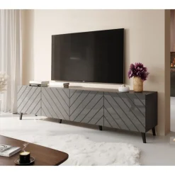 TV bord 200 ABETO mat Grå/blank Grå