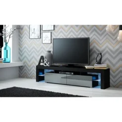 TV bord SOLO Sort mat/Grå glans