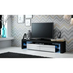 TV bord SOLO Sort mat/Hvid glans