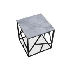 UNIVERSE 2 KWADRAT, sofabord, Grå marmor / Sort