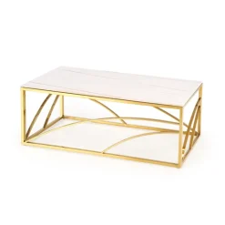 UNIVERSE 2, sofabord, Hvid marmor / guld
