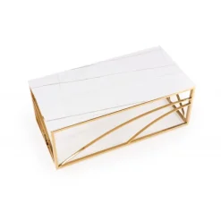 UNIVERSE 2, sofabord, Hvid marmor / guld