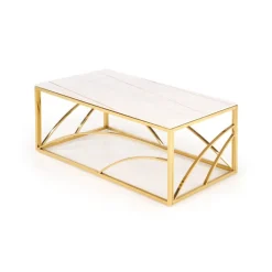 UNIVERSE 2, sofabord, Hvid marmor / guld