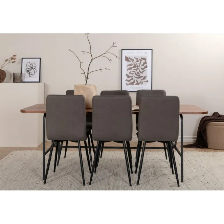 Uno Spisebordssæt - Sort, Grå og Natur