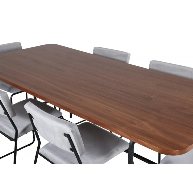 Uno t Spisebordssæt - Sort, Lysegrå og Natur