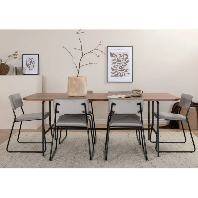 Uno t Spisebordssæt - Sort, Lysegrå og Natur