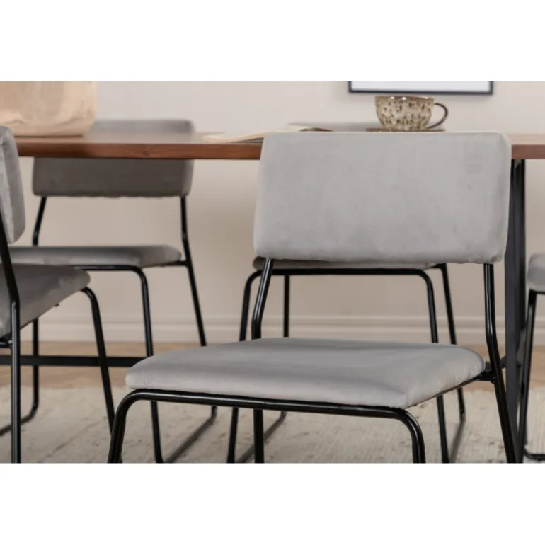 Uno t Spisebordssæt - Sort, Lysegrå og Natur