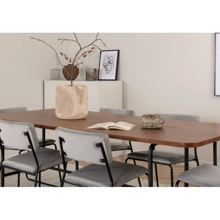 Uno t Spisebordssæt - Sort, Lysegrå og Natur