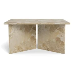 VegaStone Marmor sofabord - Latte lakeret marmor - 90x90 cm