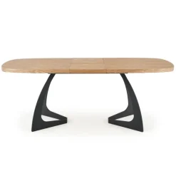 VELDON Spisebord med udtræk, - top - Natur eg, ben - Sort