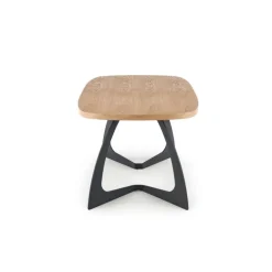 VELDON Spisebord med udtræk, - top - Natur eg, ben - Sort