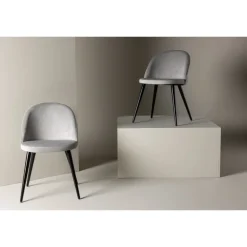 Velour Spisestol - Sort og Grå